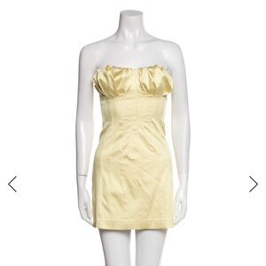 Cult Gaia Strapless Light Yellow Dress